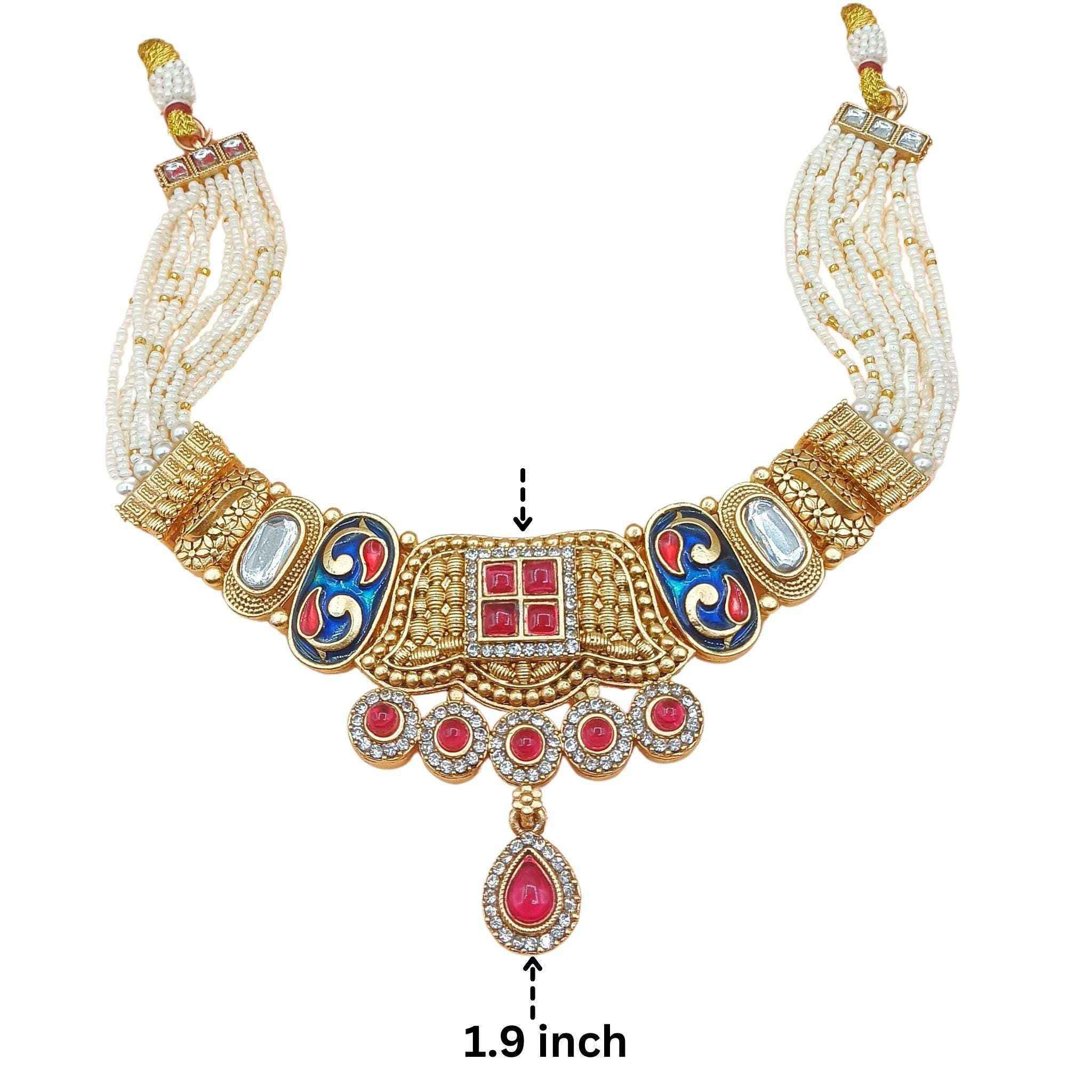 Meenakari Choker Set | Meenakari Kundan Choker Necklace Gold – Rajwadi Bridal Jewellery
