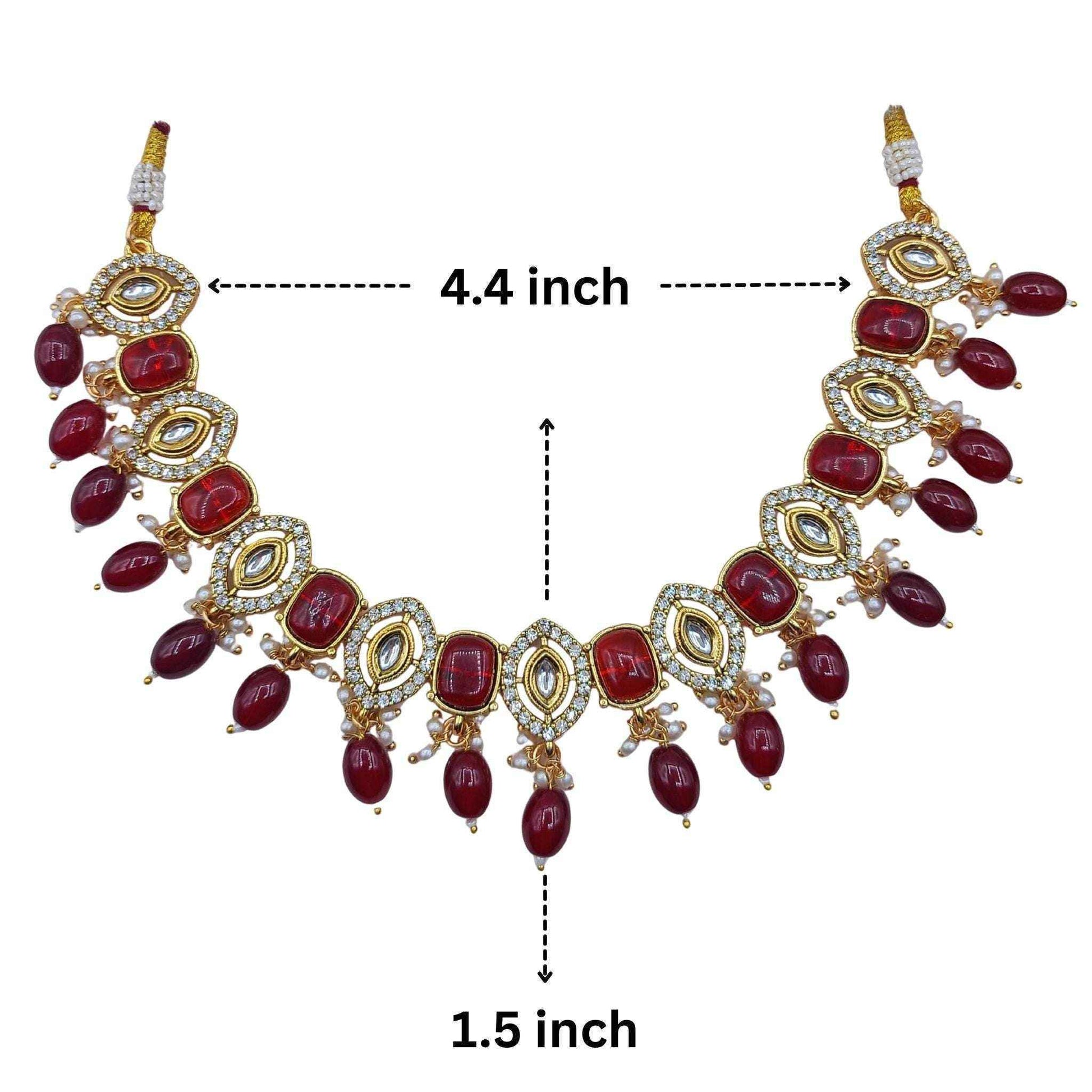 Rajwadi Kundan Choker | Kavya Gold-Plated Necklace Set with Earrings & Maang Tikka