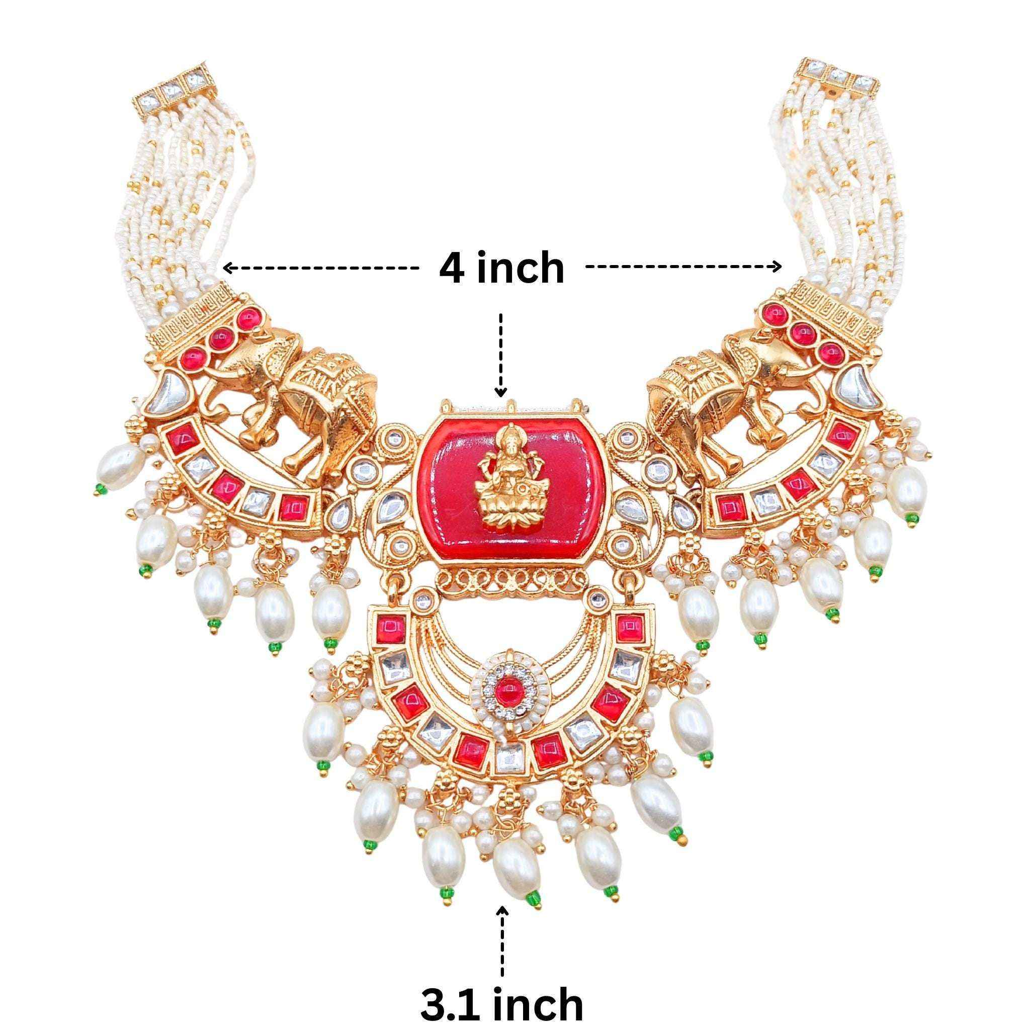 Kundan Necklace Set | Bihari Bridal Necklace with Elephant & Emerald Design