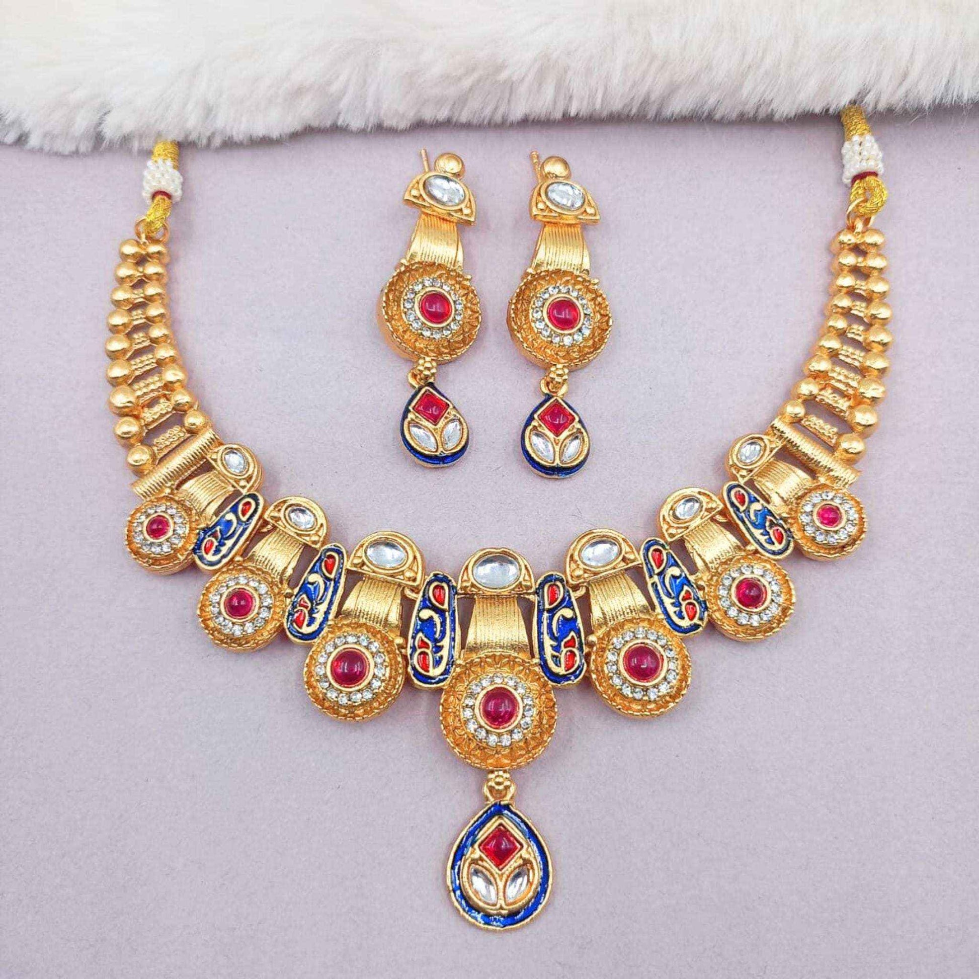 Meenakari Kundan Necklace | Bridal Jewellery Set with Earrings & Bangles