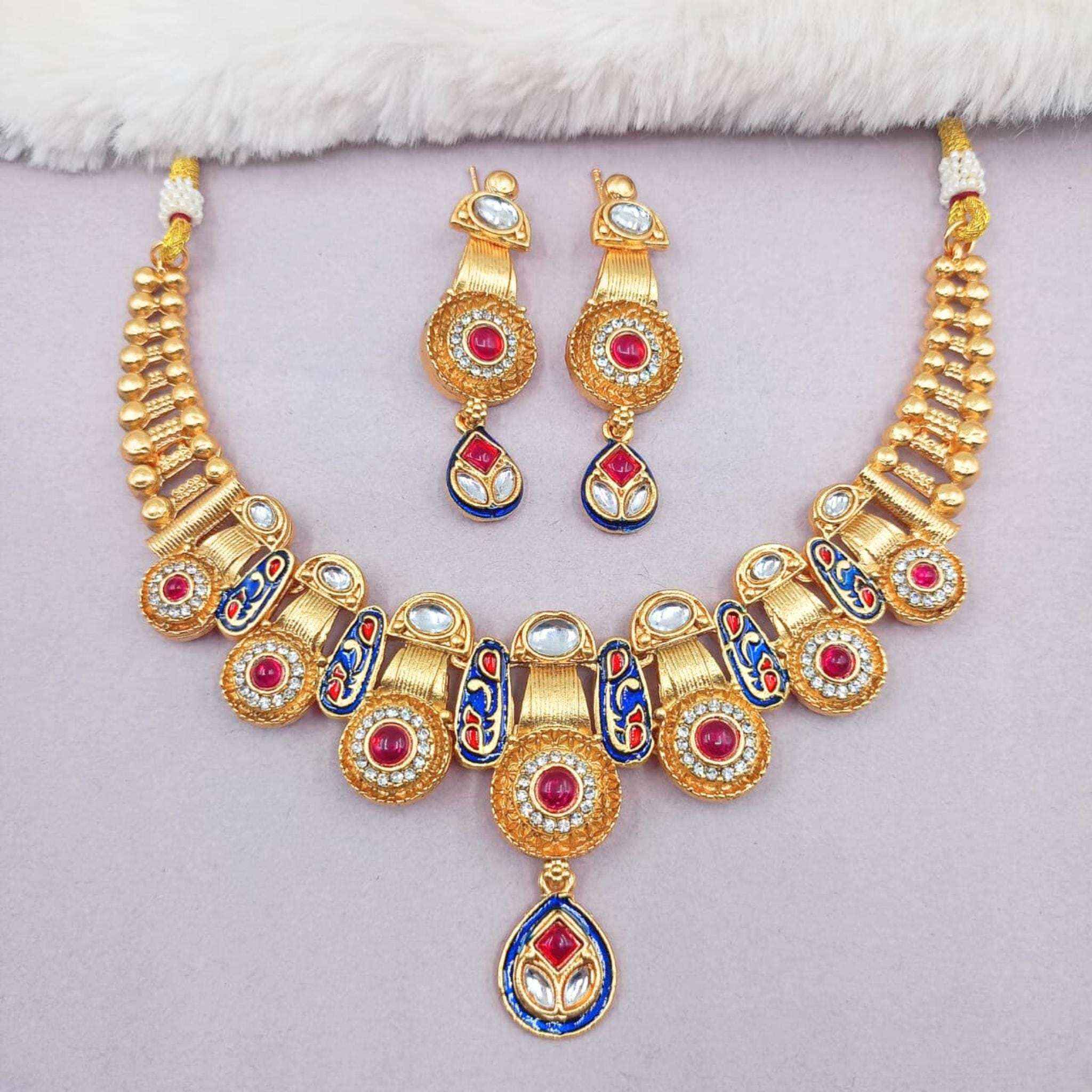 Meenakari Kundan Necklace | Bridal Jewellery Set with Earrings & Bangles