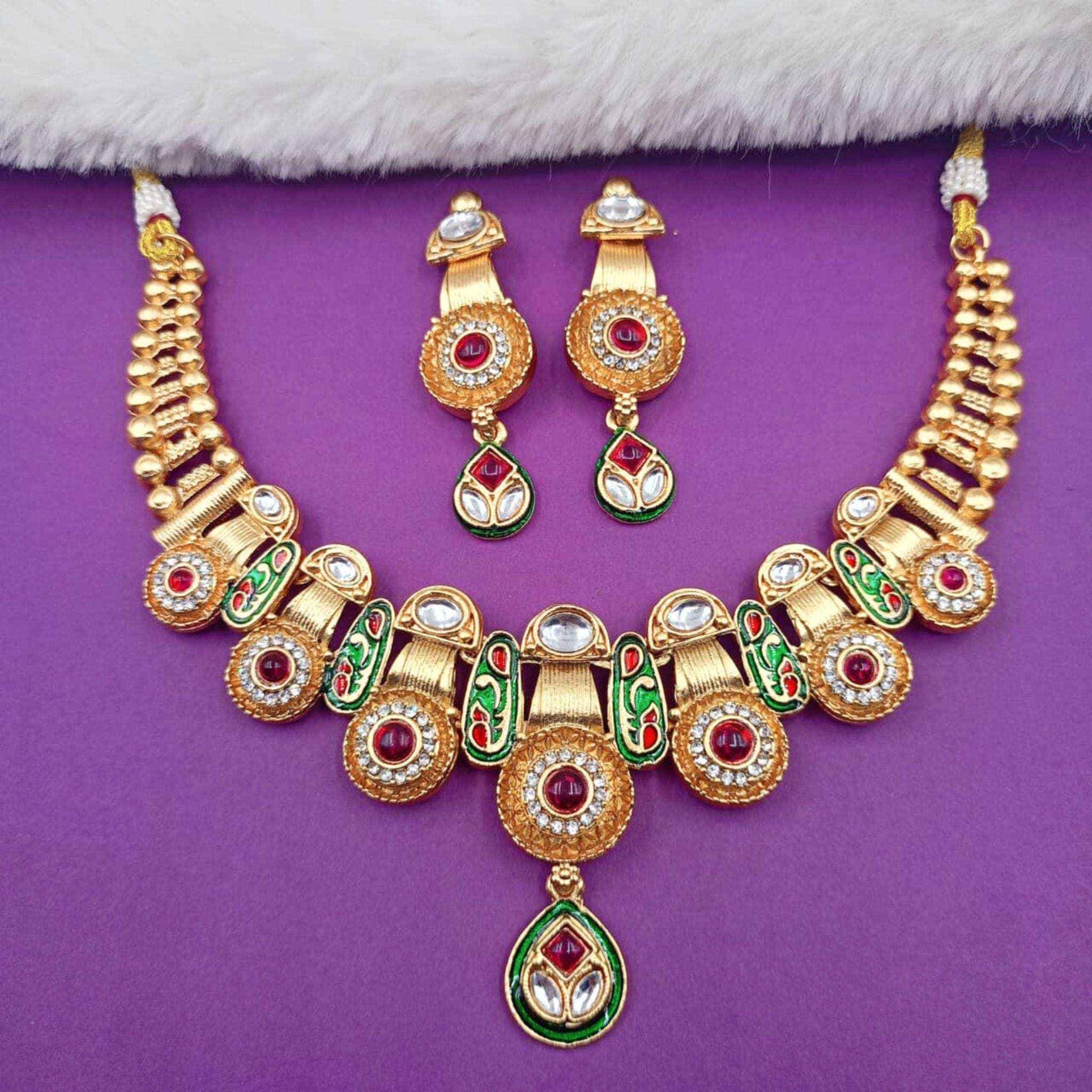 Meenakari Kundan Necklace | Bridal Jewellery Set with Earrings & Bangles