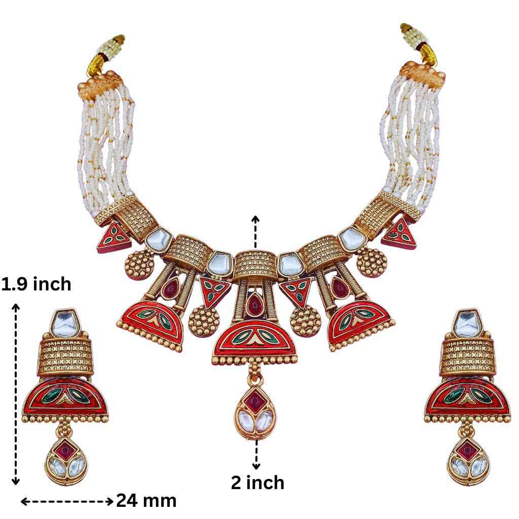 Kundan Choker Set | Ananya Rajwadi Mughal Meenakari Necklace & Earrings