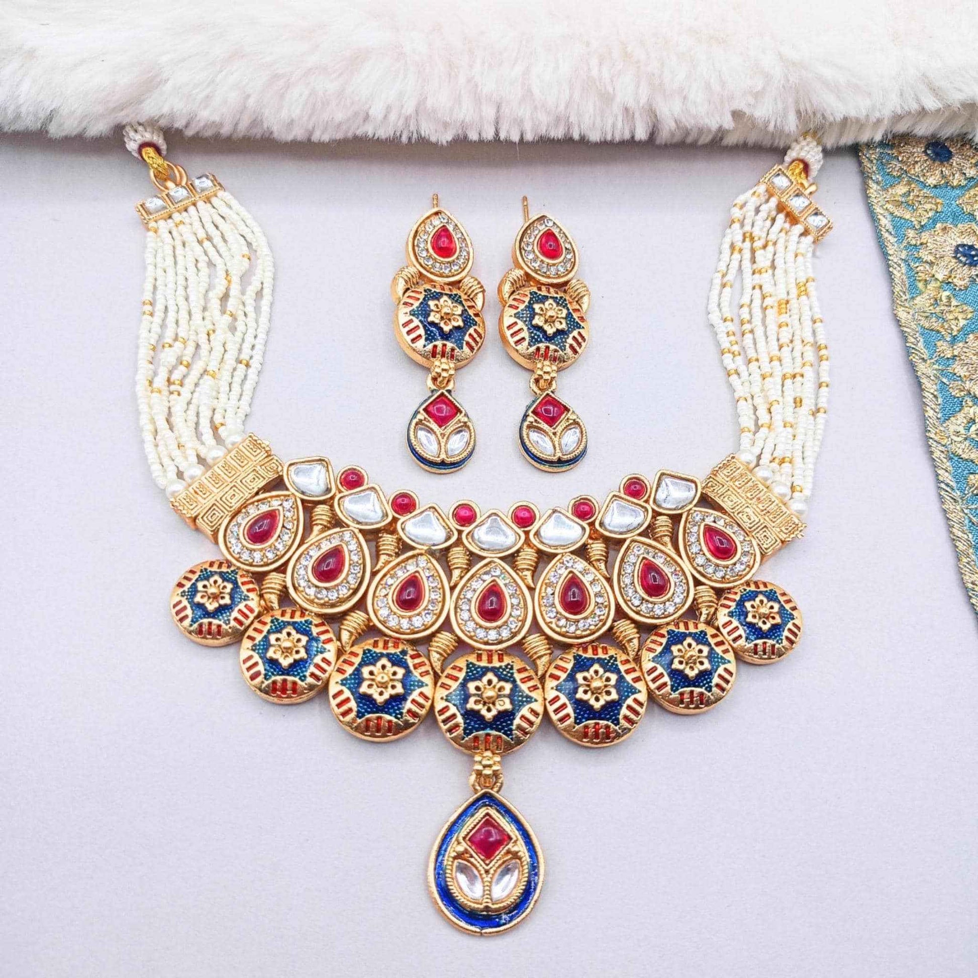 Meenakari Choker Set | Priyanka Rajputi Bridal Jewelry Necklace & Earrings