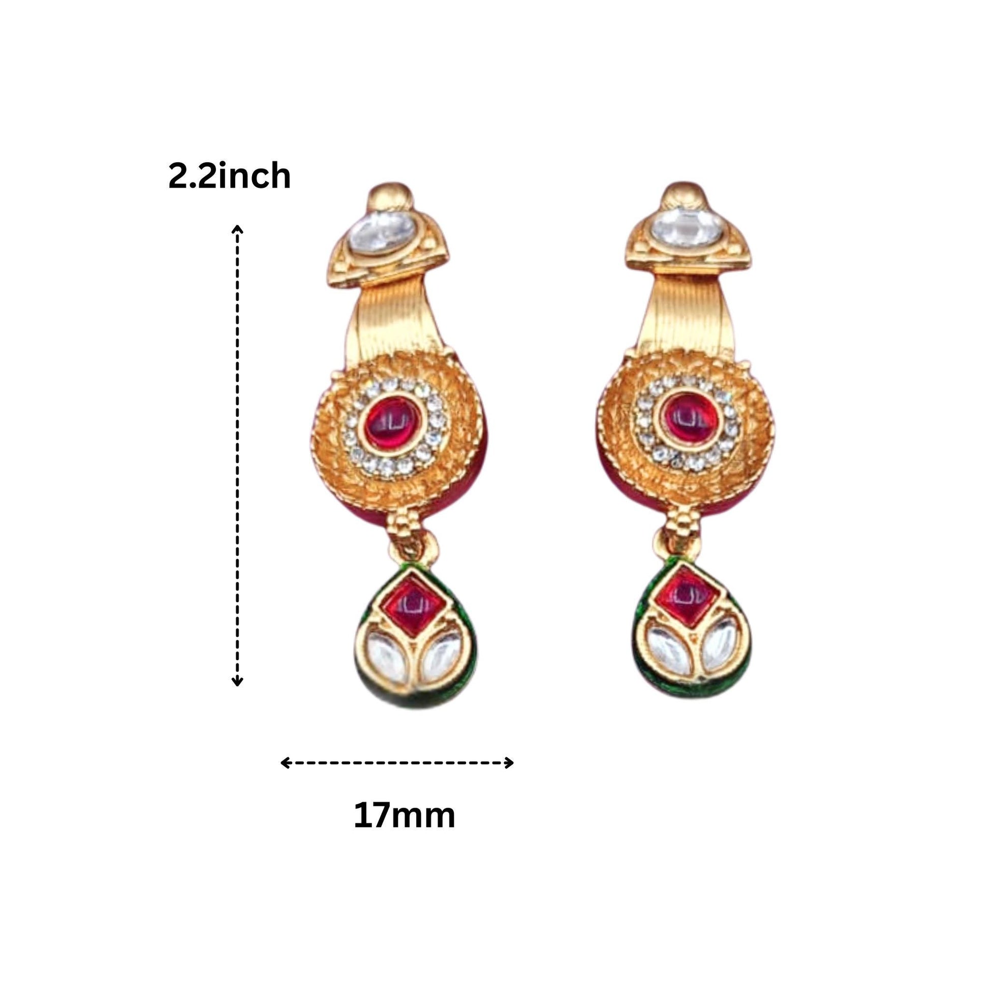 Meenakari Kundan Bridal Choker – Red & Green - Nandai Jewels