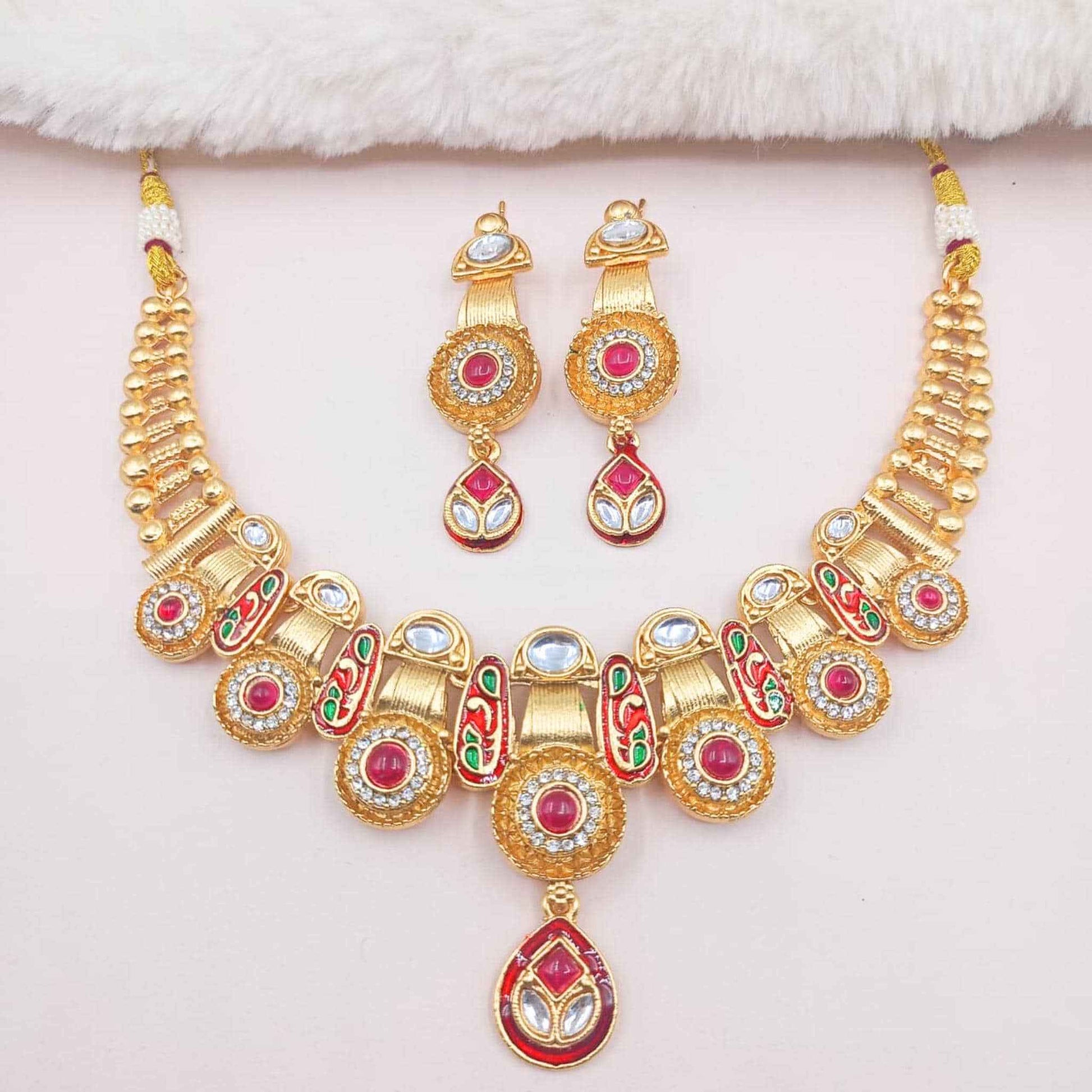Meenakari Kundan Necklace | Bridal Jewellery Set with Earrings & Bangles