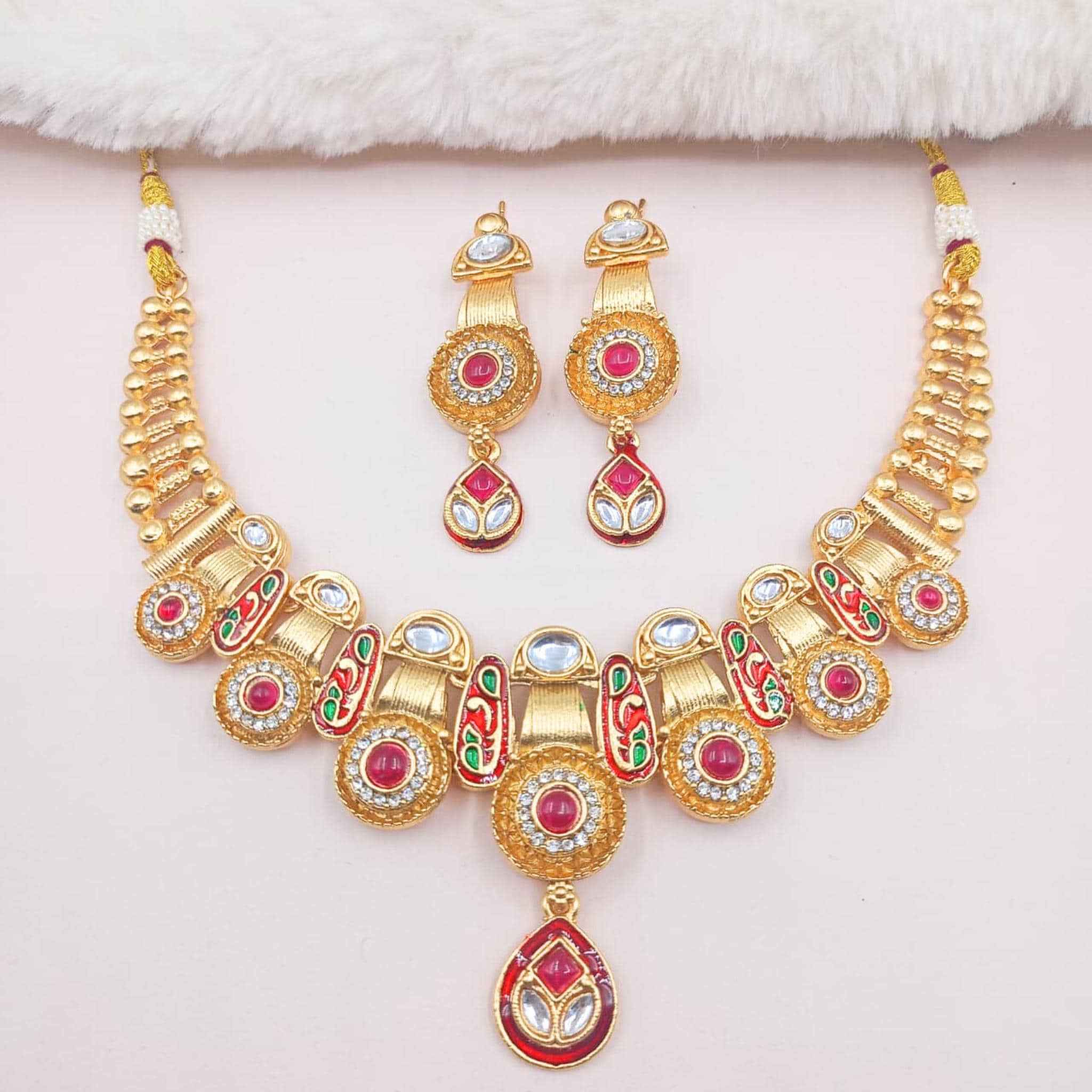 Meenakari Kundan Necklace | Bridal Jewellery Set with Earrings & Bangles